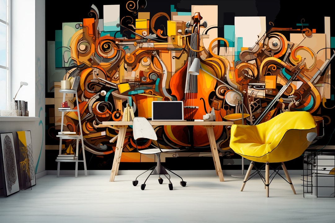 Music Themed Wallpaper, Abstract Musical Instruments