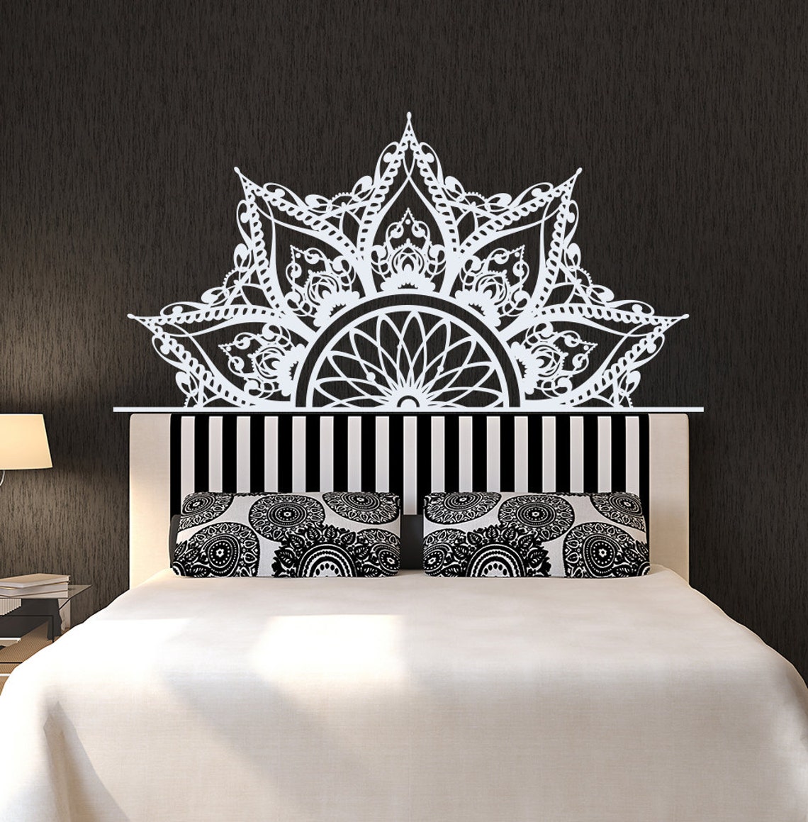 Half Mandala Headboard Wall Decal Headboard Decal Bedroom Etsy