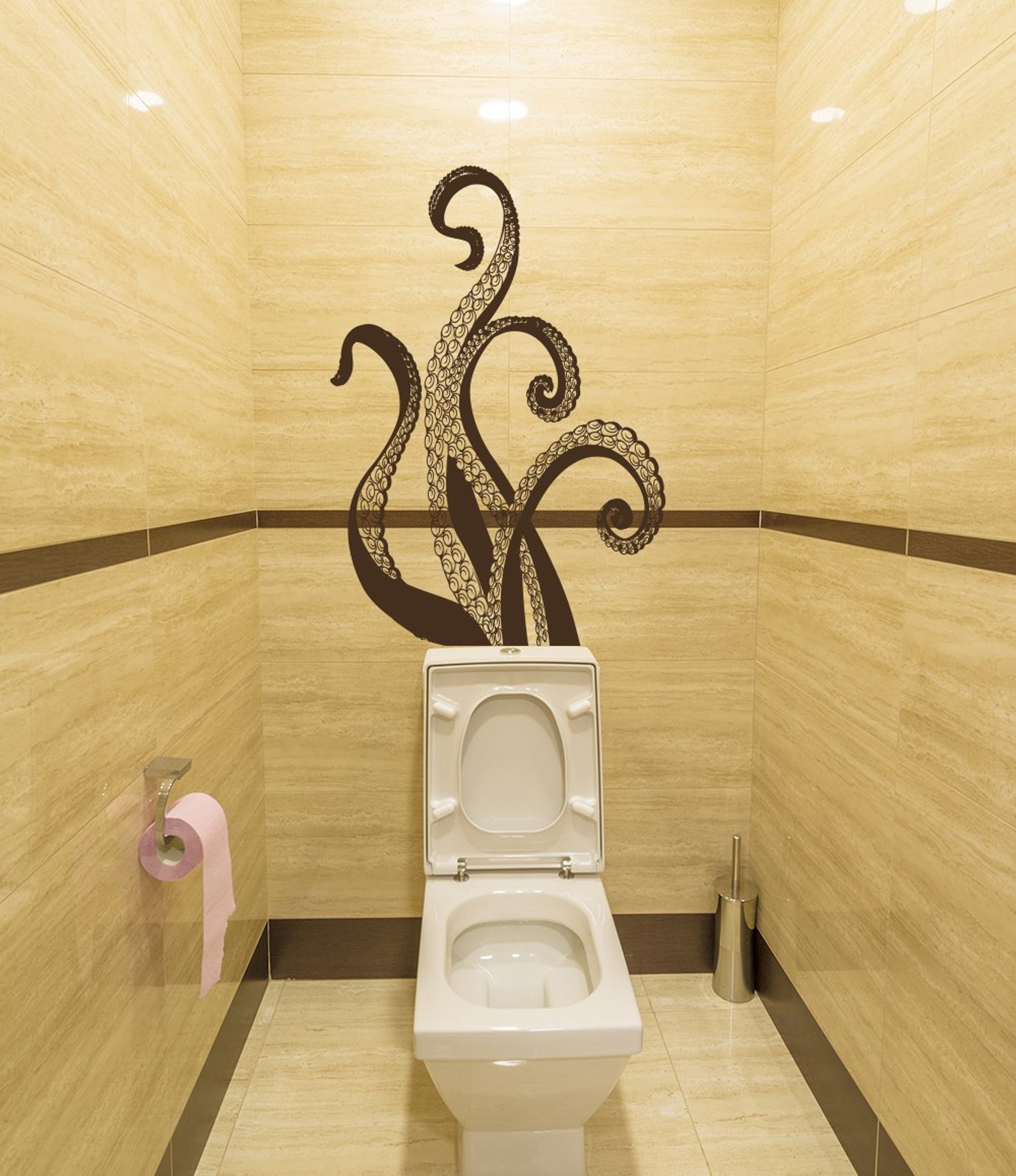 Octopus Wall Decal Bathroom Decor Toilet Decals Octopus Etsy