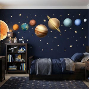 Muurstickers zonnestelsel Kinderen, planeten Peel & Stick muurstickers kinderkamer sticker set sterren ruimte Galaxy stickers Decor jongenskamer