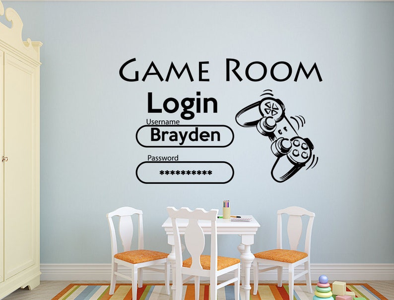 Boy Name Wall Decal Music Room Headphones Vinyl Sticker Nursery Teens Decor T260