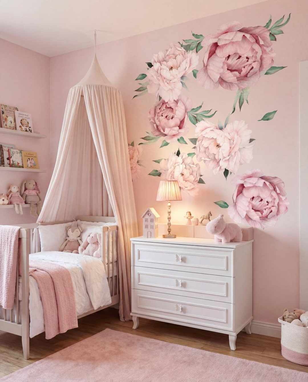 Peony Wall Decal Vinyl Peel and Stick Floral Wall Stickers for Girl ...
