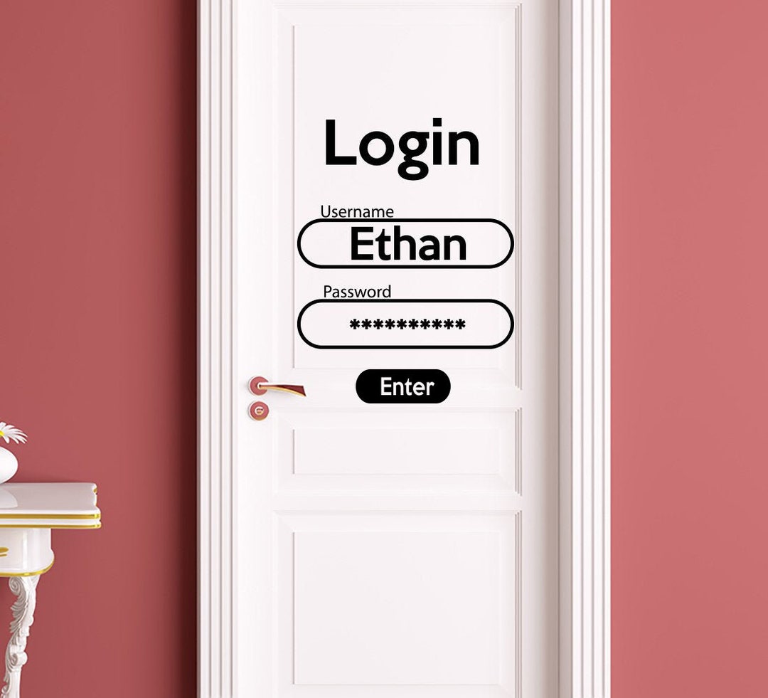Login Decal for Door Nursery Boy. Login and Password Wall - Etsy