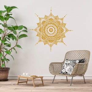 Mandala Decals Mehndi Vinyl Sticker Bedroom Wall Decal Lotus Flower Boho Indian Decor Yoga Buddha Stickers T108 image 2