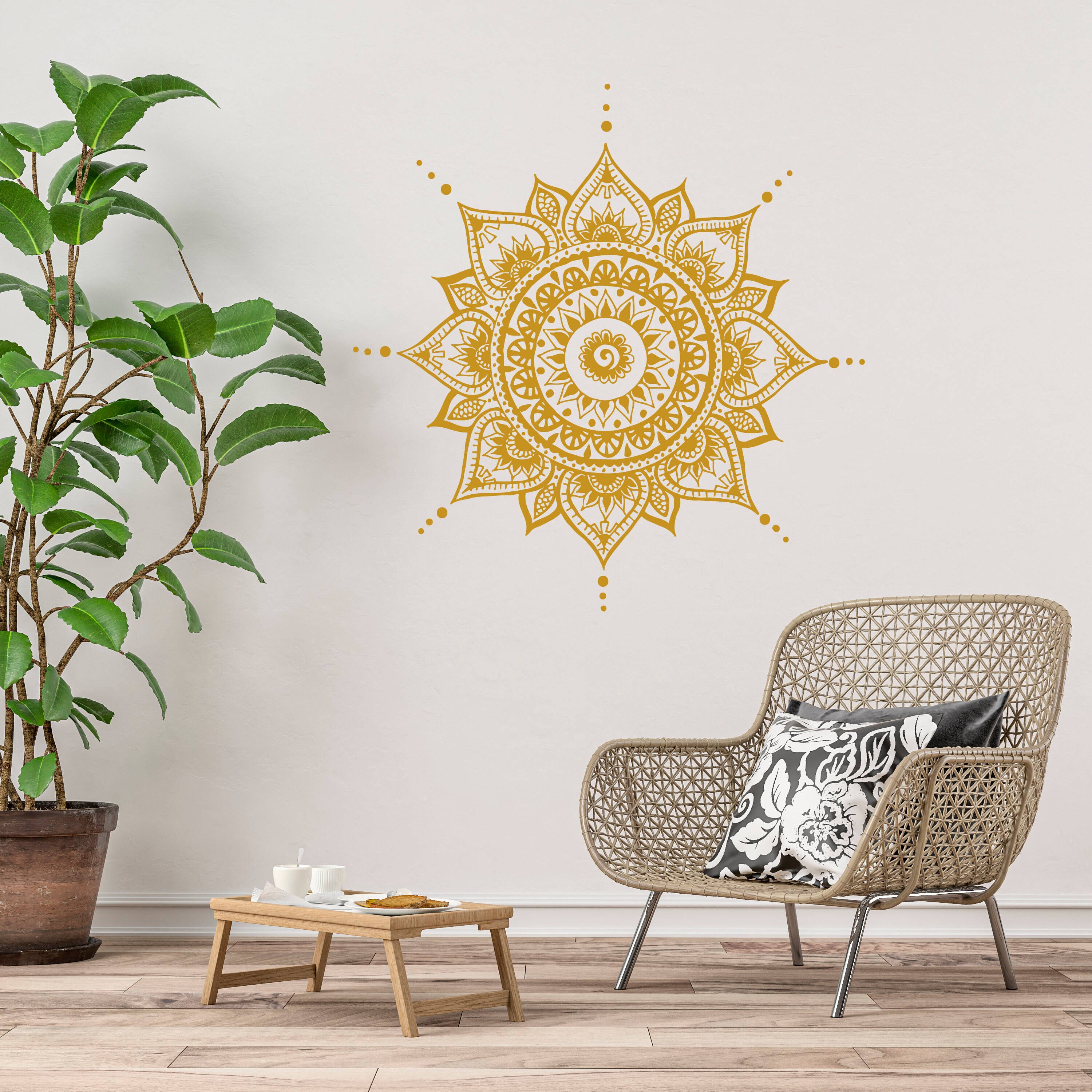 Mandala Decals Mehndi Vinyl Sticker Bedroom Wall Decal Lotus Flower ...