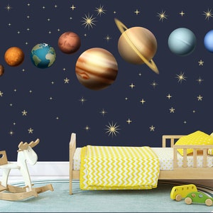 40% SALE Sonnensystem Kinder Wandtattoos. Planeten Aufkleber zum Abziehen und Aufkleben. Sternen Aufkleber Space Galaxy Wandbild Sun Boy Schlafzimmer Dekor Bild 3