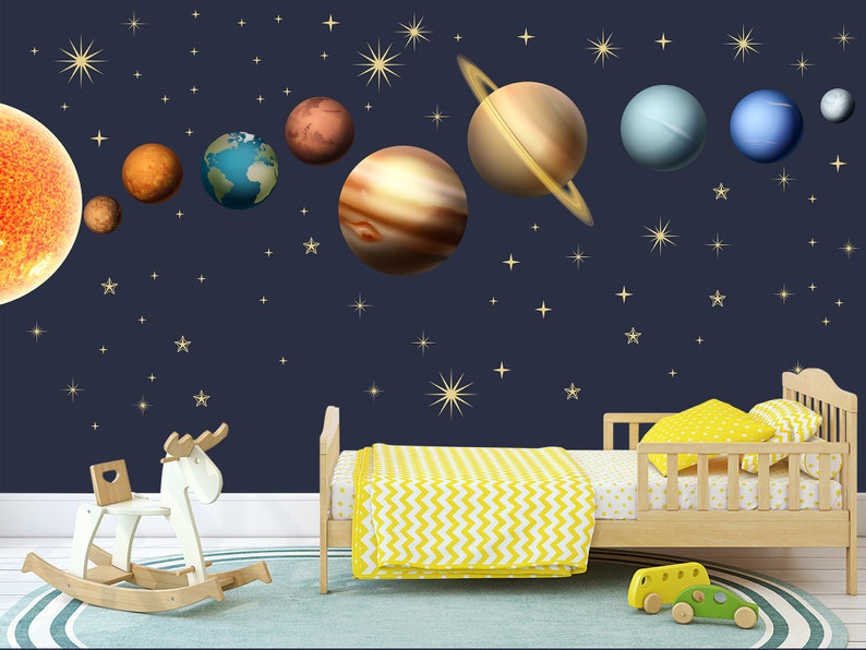 40% OFF Solar System Wall Decals Kids. Planets Peel & Stick Stickers Nursery. Set of Stars Decal Space Galaxy Mural Sun Boy Bedroom Decor image 3