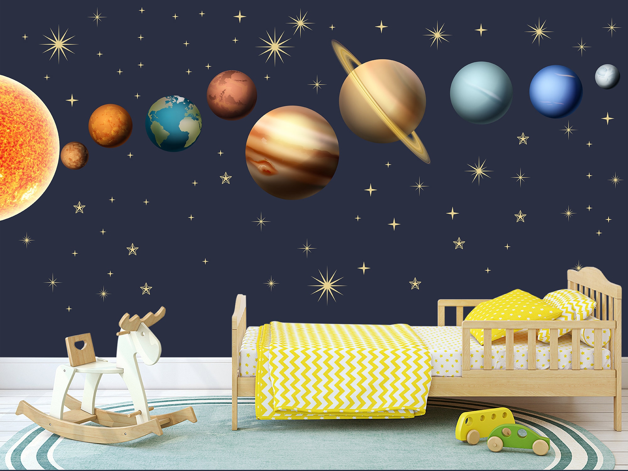 Sistema solar planetas pegatina de pared, calcomanía de la pared del  espacio, decoración de la habitación, vivero, dormitorio, signo de  decoración del