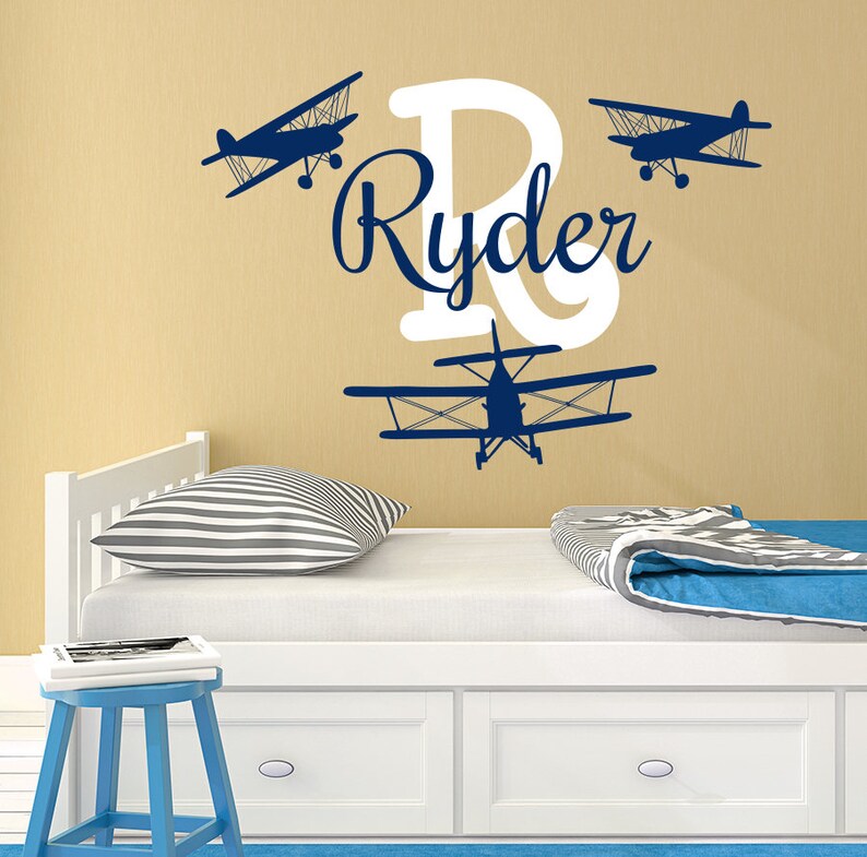 Boy Name Wall Decal Music Room Headphones Vinyl Sticker Nursery Teens Decor T260