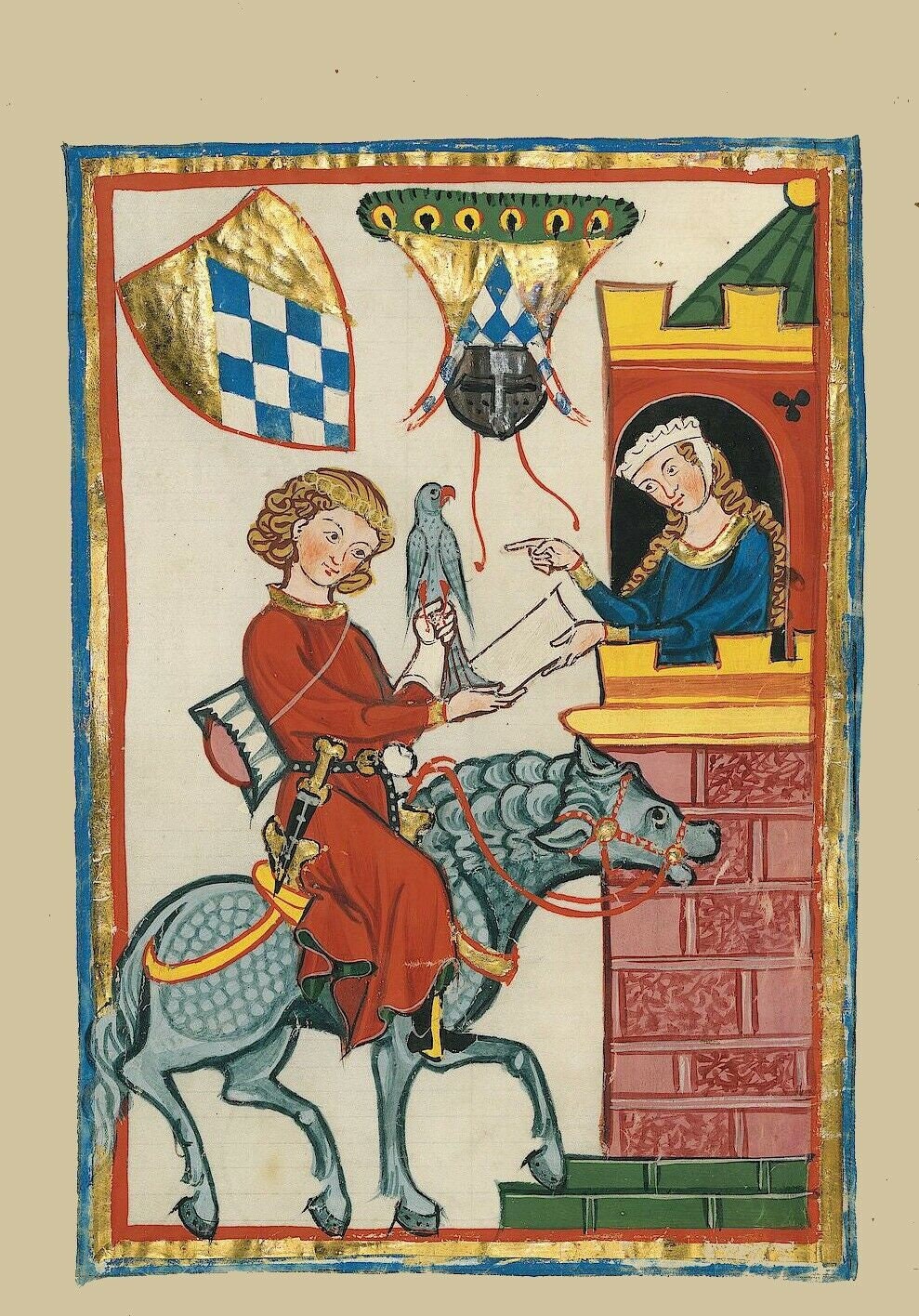 Fauconnier Codex Manesse Entièrement Doublé Médiévale