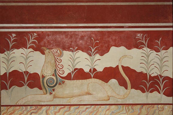 Minoan Griffin Fresque de Knossos, Entièrement Doublé
