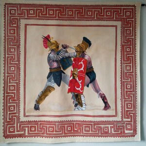 Roman Gladiators – Hand Painted Tapestry – Unique Double-Sided Artwork – Rod Not Included