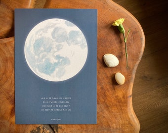 Wall poster | card | Full Moon | illustration with poem | A5 or A4