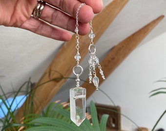 Pendulum made of rock crystal and silver, dowsing