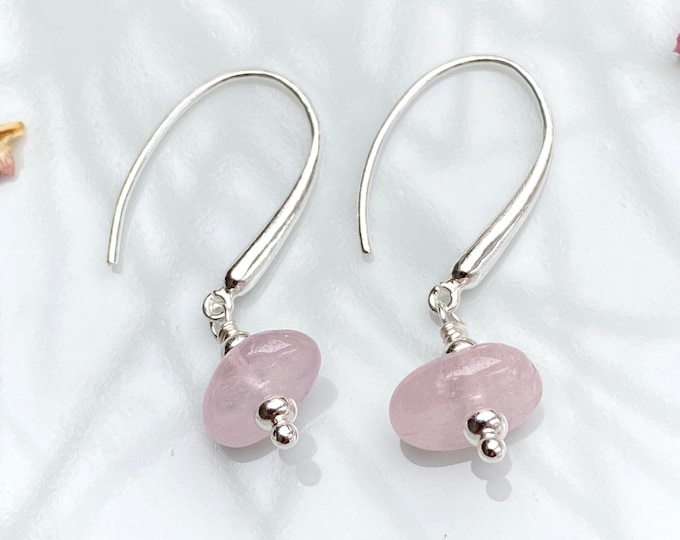 Hanging earrings in silver and morganite (AA)