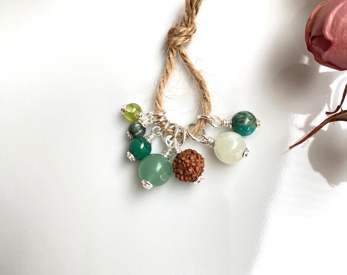Pendant - Healing Stone - Set: Nature, relaxation, balance, small pendants with silver, small gift made of healing stones, yoga jewelry