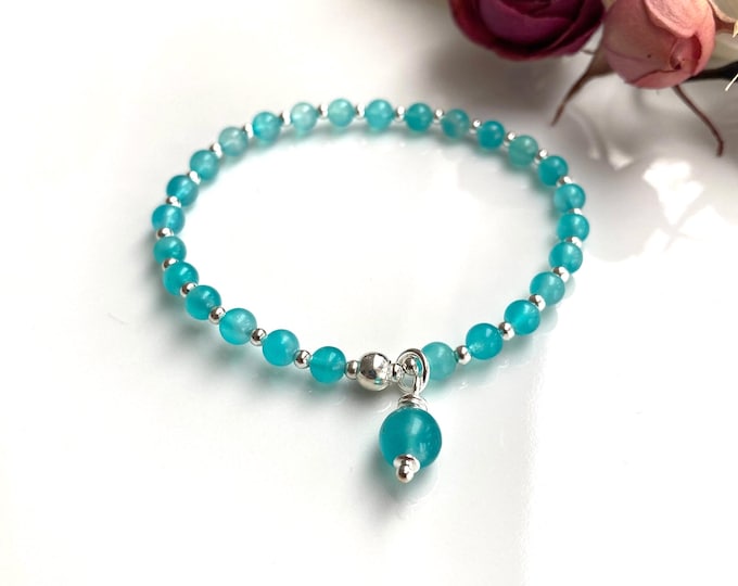 Mini mala made of Amazonite (AAA) decorated with silver, Amazonite end bead, bracelet with 27 beads, yoga jewelry, prayer beads