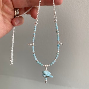 Collier en Larimar et argent sterling 925, délicat avec un petit pendentif, cadeau pour femme image 4