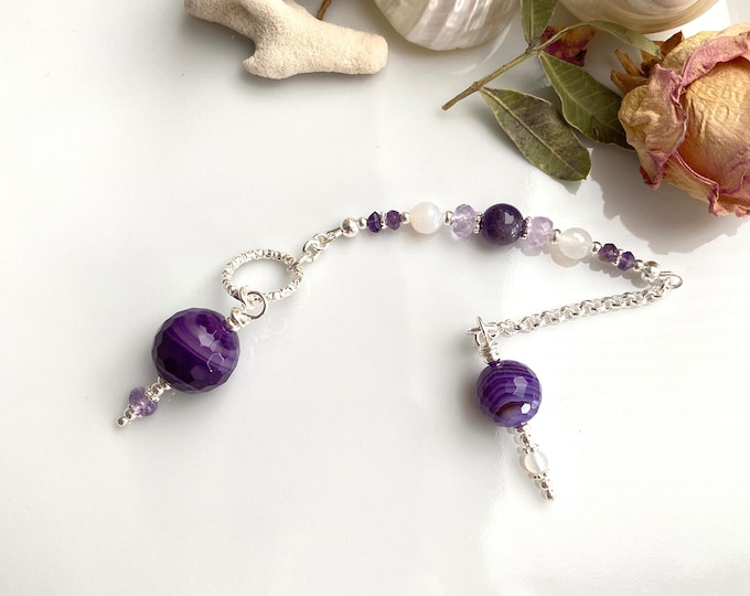 Pendulum made of agate, amethyst and silver sterling, radiesthesia
