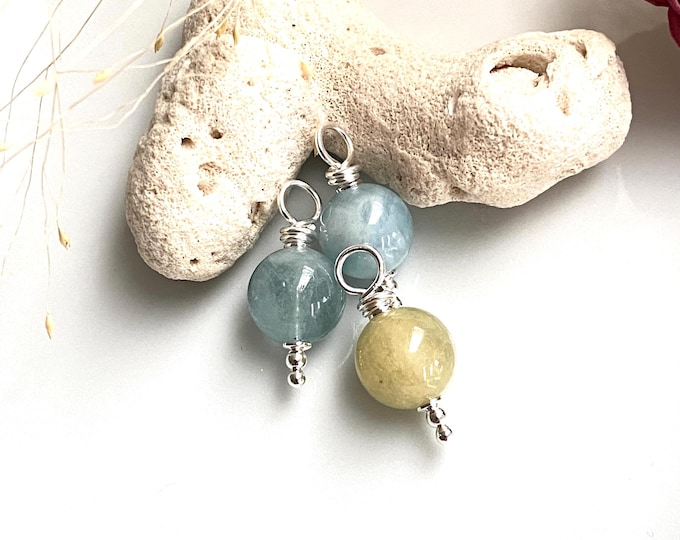 Pendant made of beryl and sterling silver, aquamarine or heliodor, small gift made of healing stones and chakra crystals, yoga jewelry,