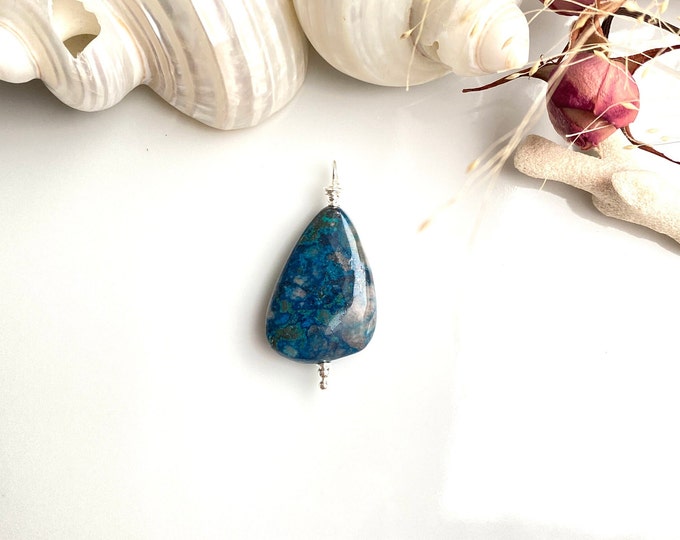 Shattuckite and sterling silver (925) pendant, unique gift