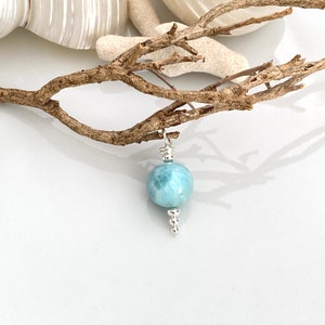 Larimar - Necklaces - Pendants made of precious Larimar (A) and silver sterling (925), small gift made of healing stones, yoga jewelry