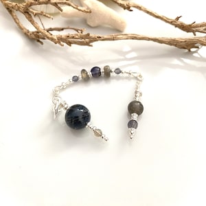 Pendulum made of Sieber - Agate, Labradorite, Iolite and Sterling Silver, Radiesthesia