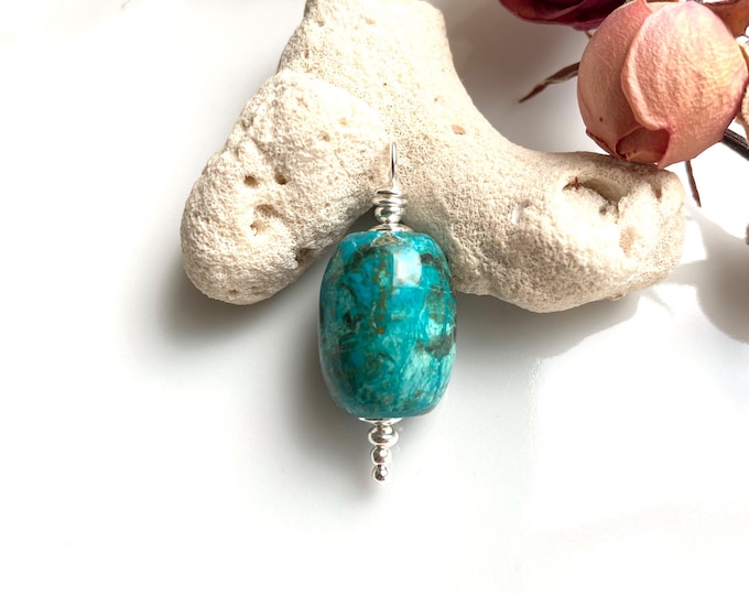 Chrysocolla and sterling silver pendant
