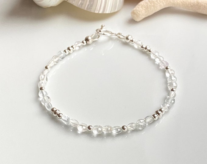 Bracelet made of white topaz and silver sterling, gift for women