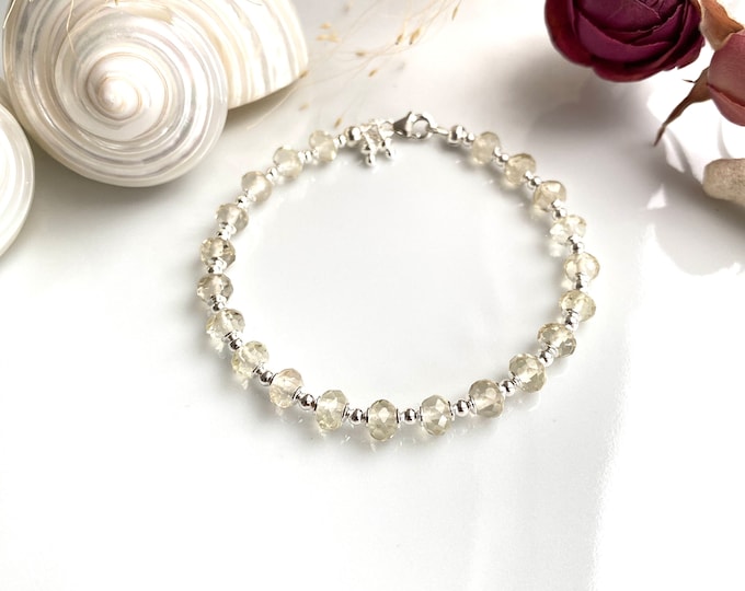 Pretty lime quartz and silver (925) bracelet, shimmering gift for women