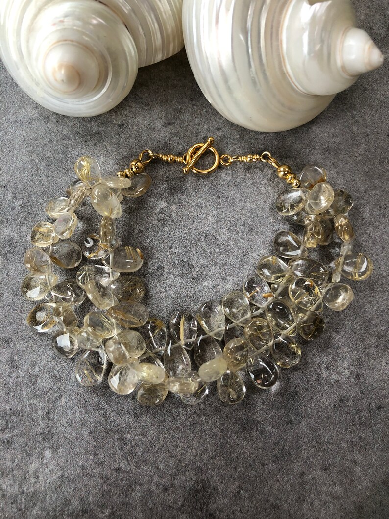 Bracelet in ruler quartz clear with silver gold plated