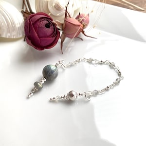 Pendulum made of dark labradorite and sterling silver, radiesthesia