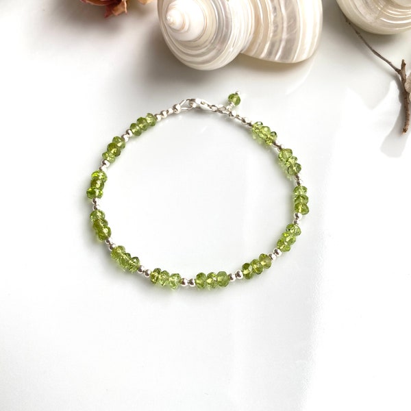 Armband aus Peridot und Silber Sterling, funkelndes Geschenk für Frauen