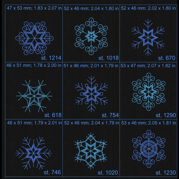 Set of machine embroidery designs, Small snowflakes Embroidery Patterns, Digital file 3x3