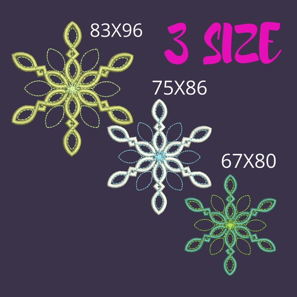 Embroidery design snowflake, winter ornament - digital embroidery pattern ,4x4 schneeflocken stickdatei .