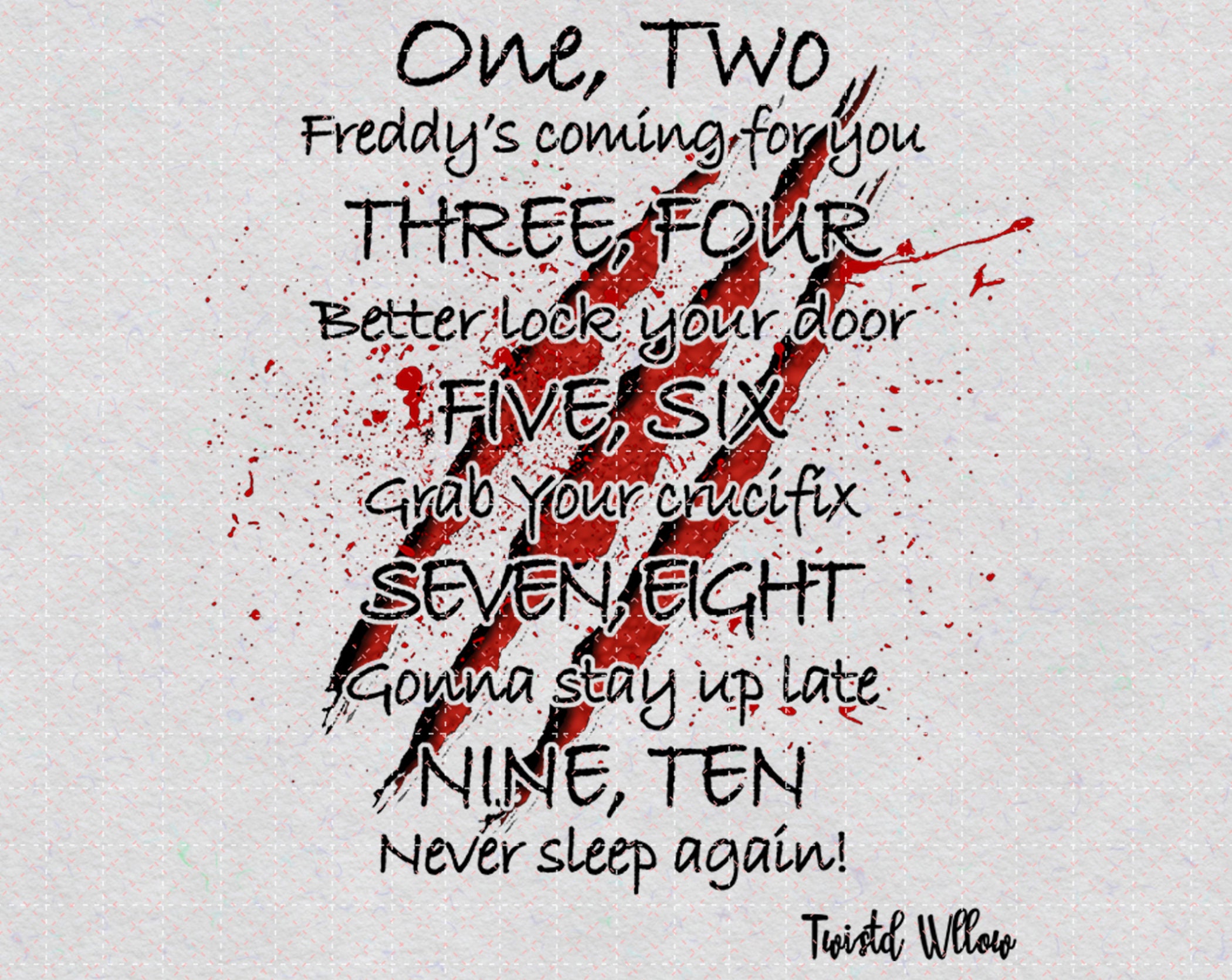 Freddy's Lullaby One Two Freddys Coming For You PNG Printable, Freddy Kruger Png, Happy Halloween, Halloween Gift, Sublimation Printing