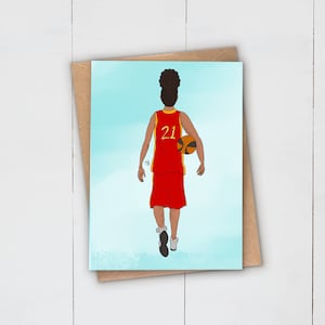 art NOIR de basket-ball carte de vœux | Ballerine | Magie des filles noires | Multiculturel | Célébration d'anniversaire | Sportifs | Femme | Fille