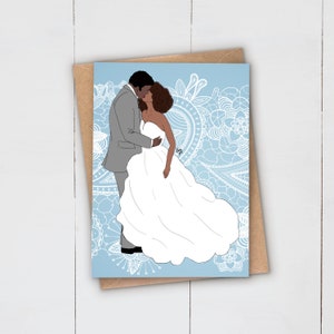 Nero sposa sposo / coppia di sposi / biglietto d'auguri / abito da sposa / matrimonio / vestito / afro / africano caraibico / etnico / donna / signor signora
