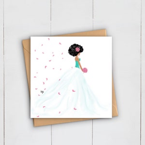 Schwarze Braut | Hochzeit Brautjungfer | Grußkarte | Brautkleid | Ehe | Kleid | Afro | Afrikanisch Karibik | Ethnische | Frau | Mrs