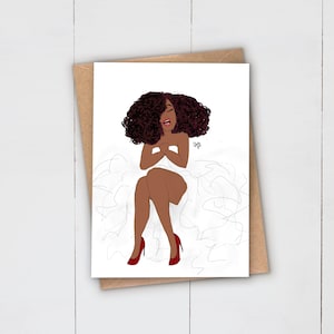Carte de voeux NOIR | Art chanteur | Portraits | Diva | Afro | Afrique Caraïbes | Cheveux naturels | Multiculturel | Ethnique