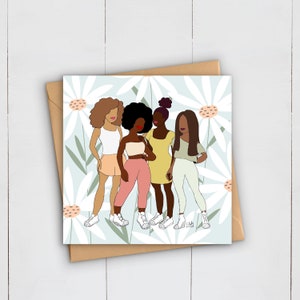 Biglietto d'auguri di amicizia nera/Squadra/Amica/Sorella/Afro-Africa Caraibica/Magia ragazza nera/Compleanno/Celebrazione/Sorellanza