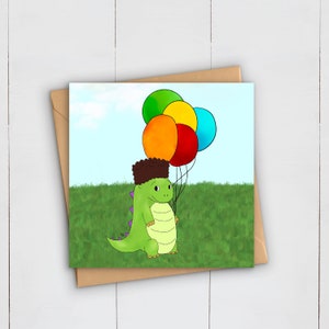Dinosaure afro noir | carte de voeux | Dragon | Afro Africain Antillais | Magie des filles noires | Anniversaire | Célébration | Amusant | LGBTQ+