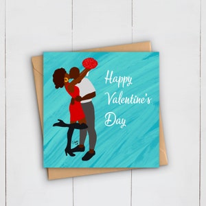 Saint-Valentin | Amour noir | de voeux de portrait de couple | Afro Africain Antillais | Magie des filles noires | Joie du garçon noir | Félicitations
