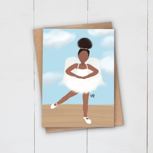 Zwarte Ballerina Art wenskaart | Balletdans | Afrikaanse Afro-Caribische verjaardag | Viering | Danser | Zwarte meisjesmagie