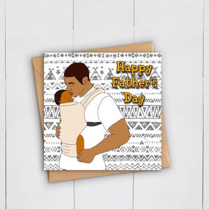 Fête des pères papa et bébé | Art noir | Héros pop | Afro Africain Antillais | Salutation de papa | Joie du garçon noir