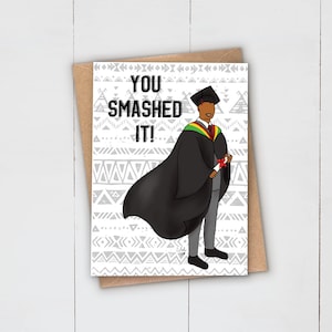 Laurea Eccellenza NERA / Biglietto d'auguri / Celebrazione / Afro Africano Caraibico / Etnico / Maschile / Motivazionale / Buona Fortuna / Esami