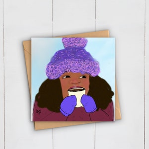 Carte de vacances d’hiver | Carte de vœux Black Art | Imprimé afro ethnique | | multiculturel Fille noire magique | Cadeau éclectique |