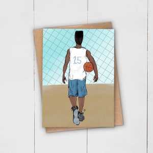 Baloncesto BLACK Art Tarjeta de felicitación / Baller / Black Boy Joy / Multicultural / Celebración de cumpleaños / Deporte / Hombre / Niño