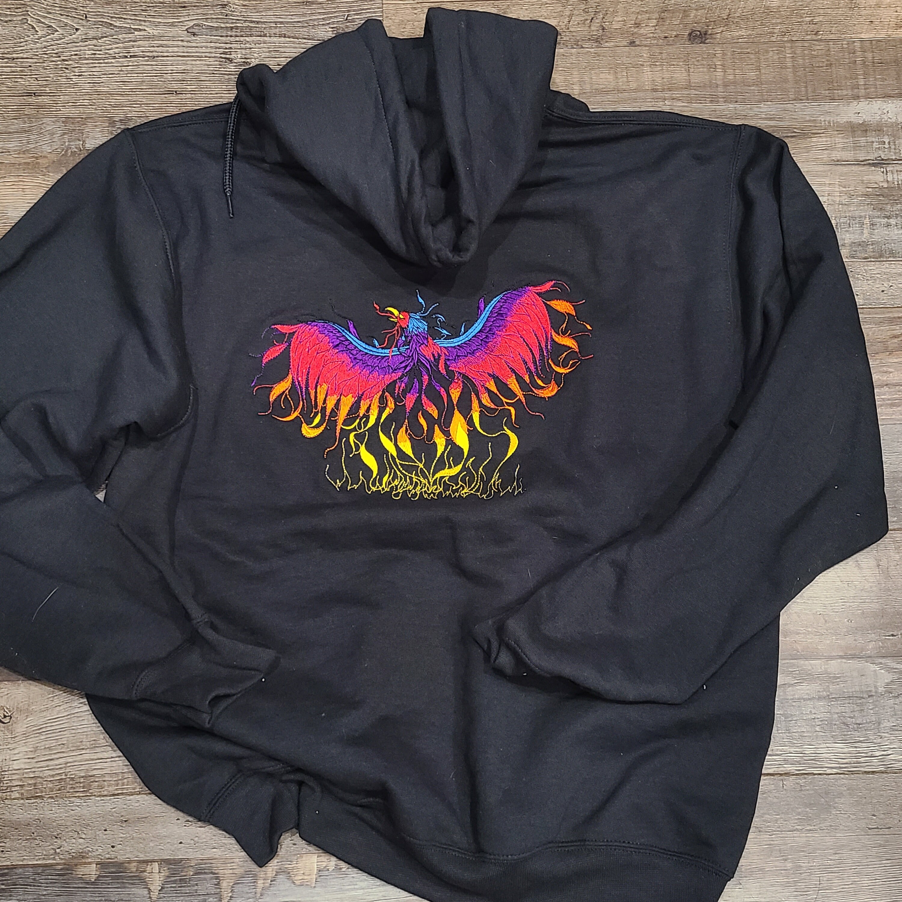 Colorful Phoenix Embroidered Hoodie Etsy