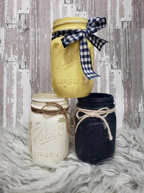 Rustic painted mason jars Etsy